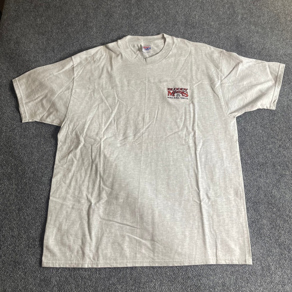 Vintage Hanes Beefy-T Bloody Marys Bora‎ Bora Tahiti Shirt Mens XL Grey USA Made